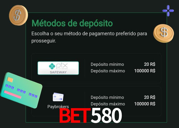 O cassino bet580 oferece uma grande variedade de métodos de pagamento